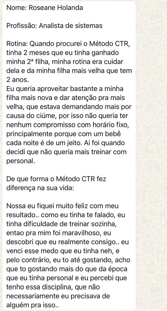 Depoimento real de Roseane sobre o Método CTR
